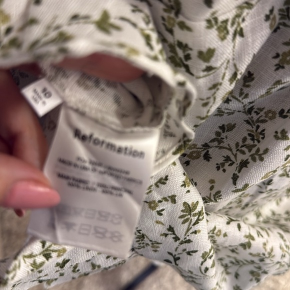 Reformation Green and White Sweetheart Sundress size 10 - Picture 9 of 9